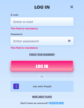 OnlySpins Australia login screen showing email and password fields for secure pokies and betting account access