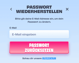 OnlySpins Passwort vergessen Maske mit E-Mail-Feld zur Kontowiederherstellung